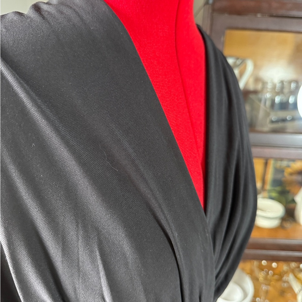 Nine West Black Sleeveless V-Neck Ruched Waist Midi Dress Size 14 - Picture 2 of 6